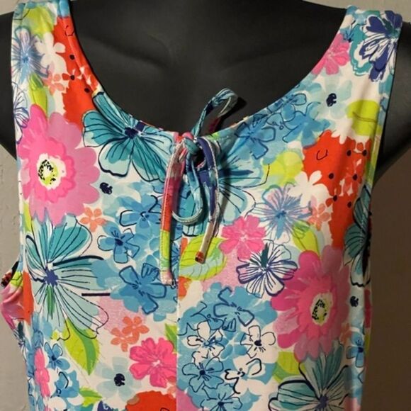 Medium 10/12 Madison Q Reversible Flared Floral ChevronSleeveless A Line Dress - Picture 5 of 14